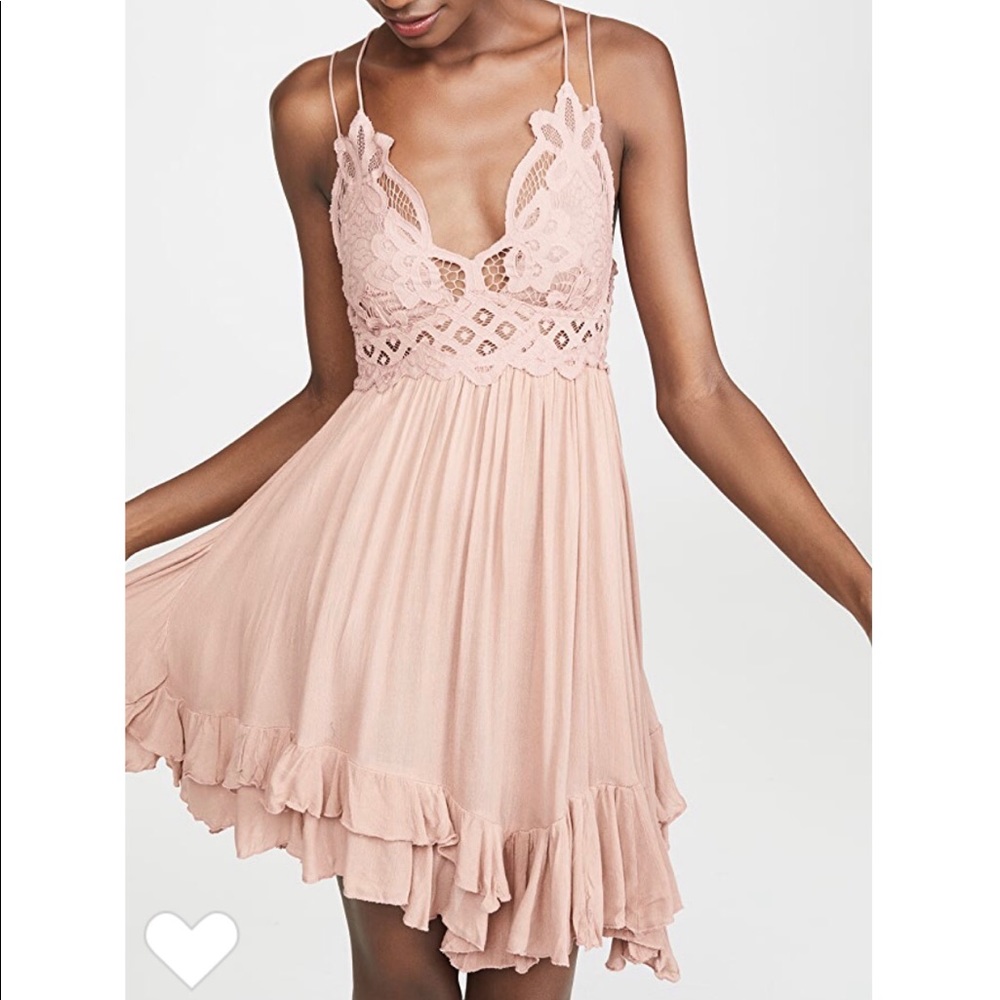 Adella lace mini dress in Rose